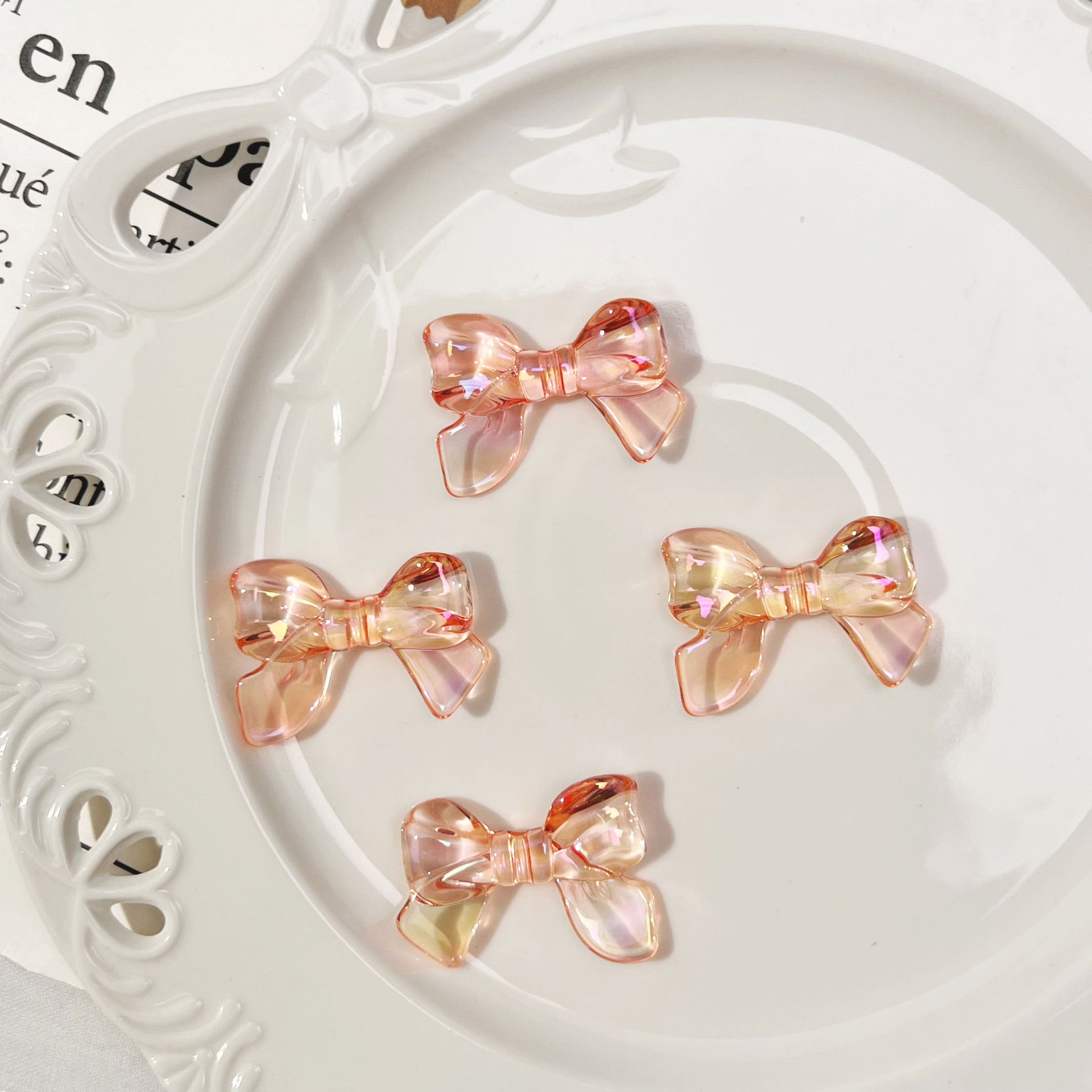 Wholesale 10pcs Bow Plastic Beads Hair Accessories Mobile Phone Beads