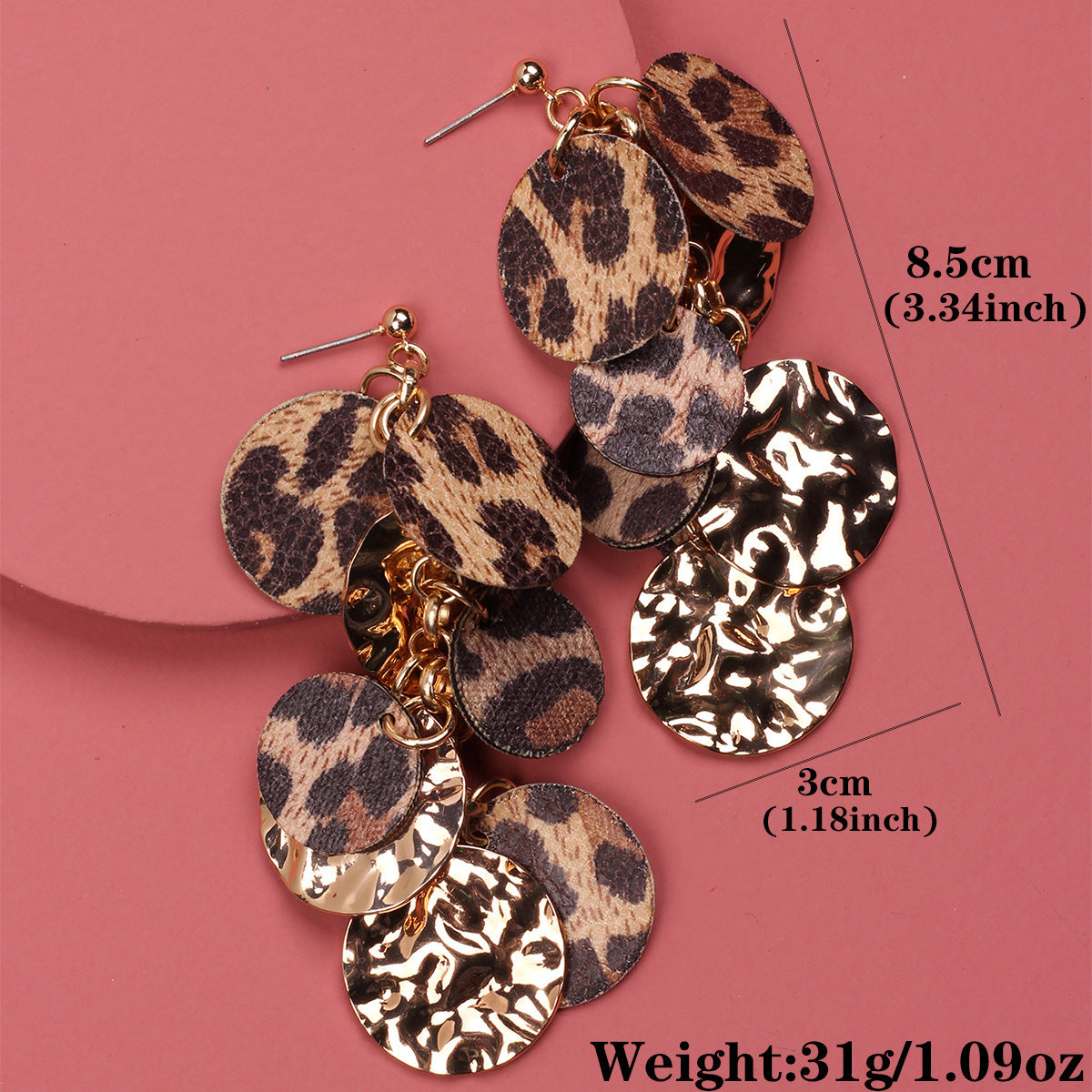 Wholesale Women's long leopard print sexy exaggerated earrings European and American ins style niche design earrings cross-border jewelry