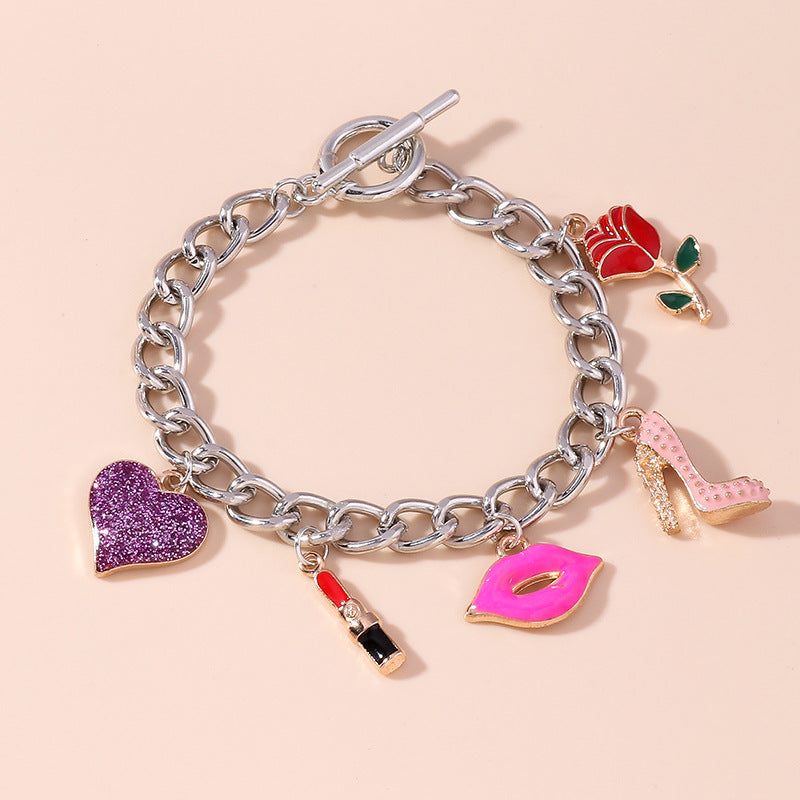 Wholesale Flower Butterfly Tassel Lollipop Alloy Bracelet