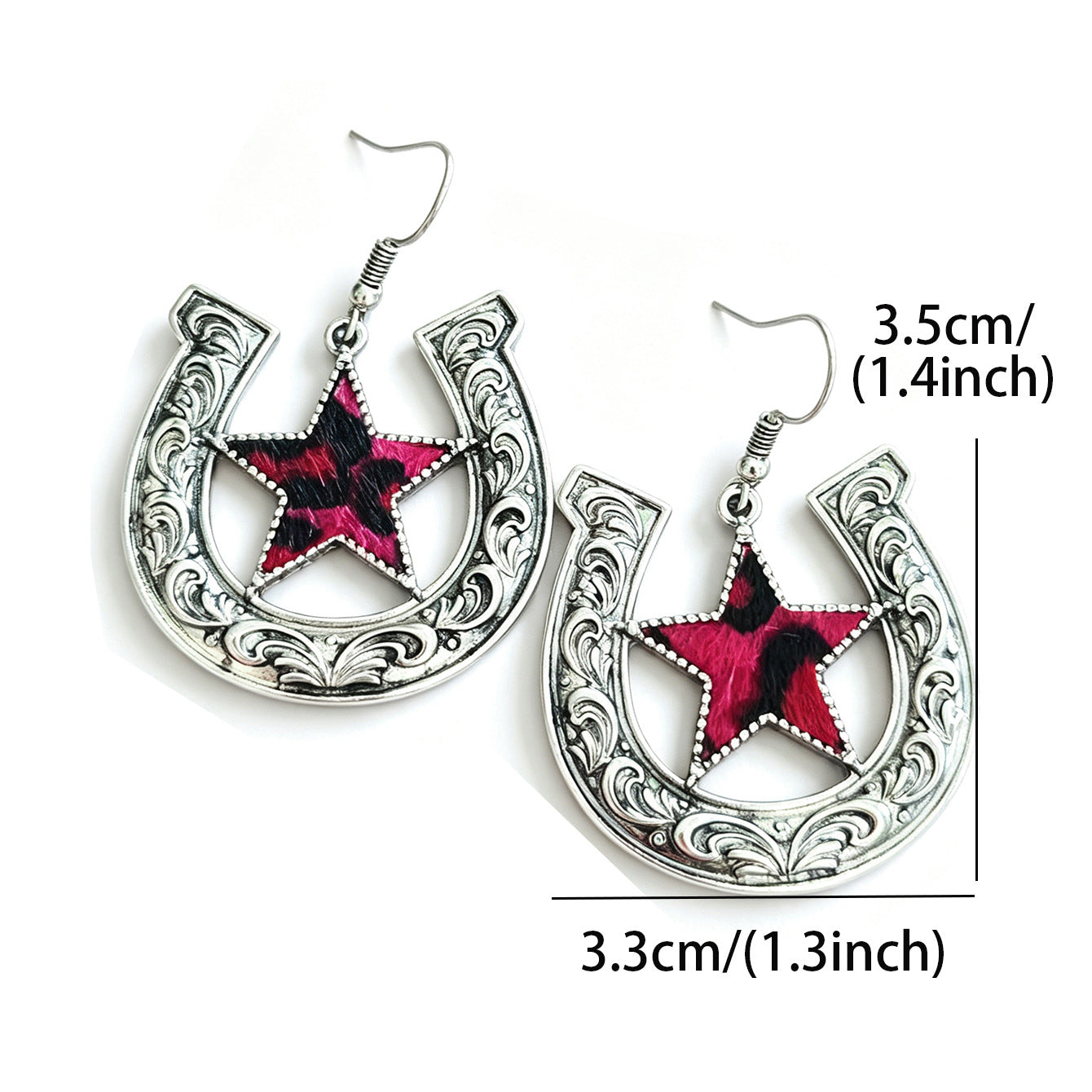 Wholesale Retro Western Five Point Star Pendant Earrings White Zinc Alloy Women S Party Everyday Fashion Accessory