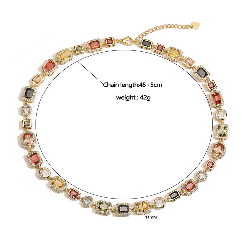 Wholesale Luxury Geometric Colored Diamond Choker Necklace