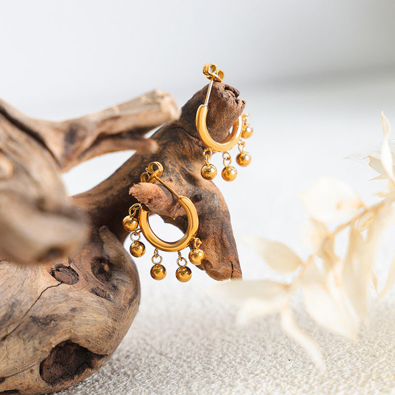 Wholesale Summer New Tassel C-shaped Gold Plated Earrings