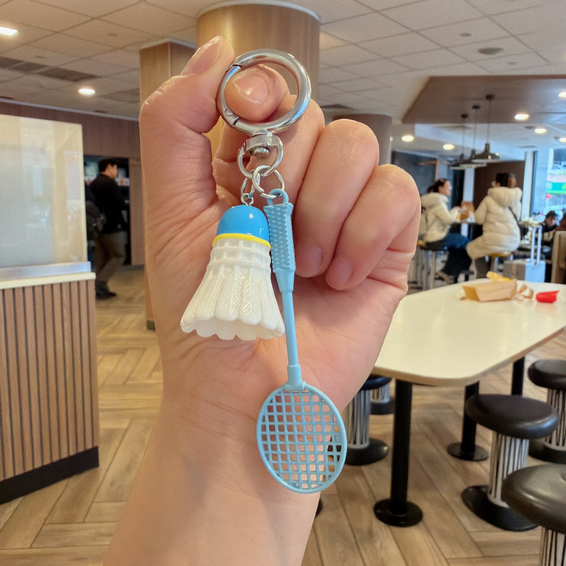 Wholesale Green Acrylic Badminton Racket Keychain Sports Fan Bag Charm Decorative Gift For Girls