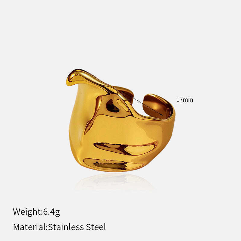 Wholesale Trendy Glossy Open Titanium Steel Ring Stainless Steel 18K Gold Plated Niche Ring