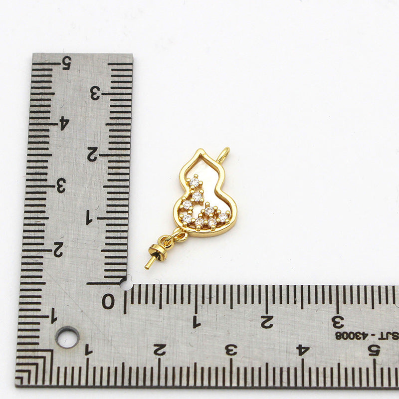 Wholesale Micro Inlaid White Shell Gourd Pearl Holder Copper DIY Jewelry Accessories