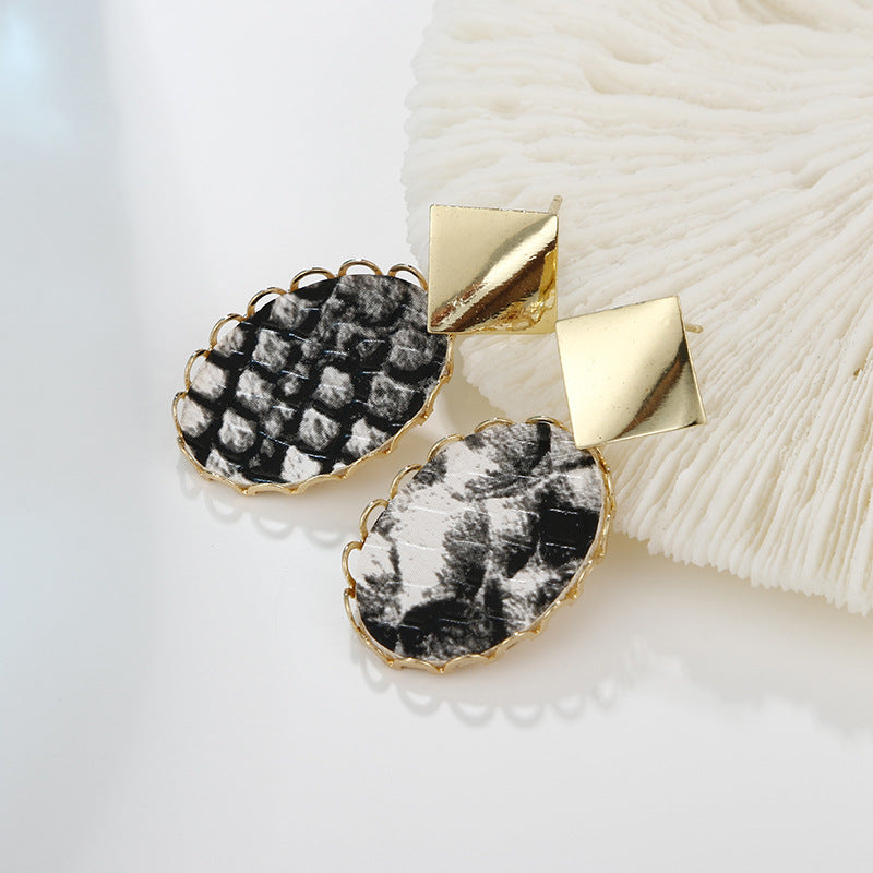 Wholesale Leopard Print Polka Dot PU Leather Earrings