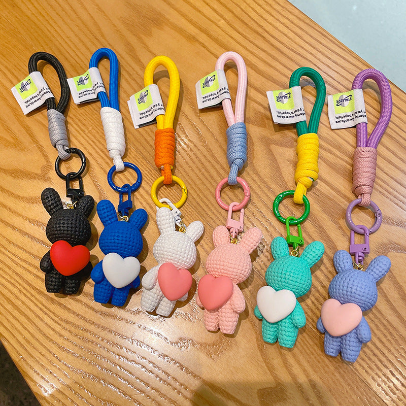Wholesale Cartoon Resin Peach Heart Rabbit Keychains