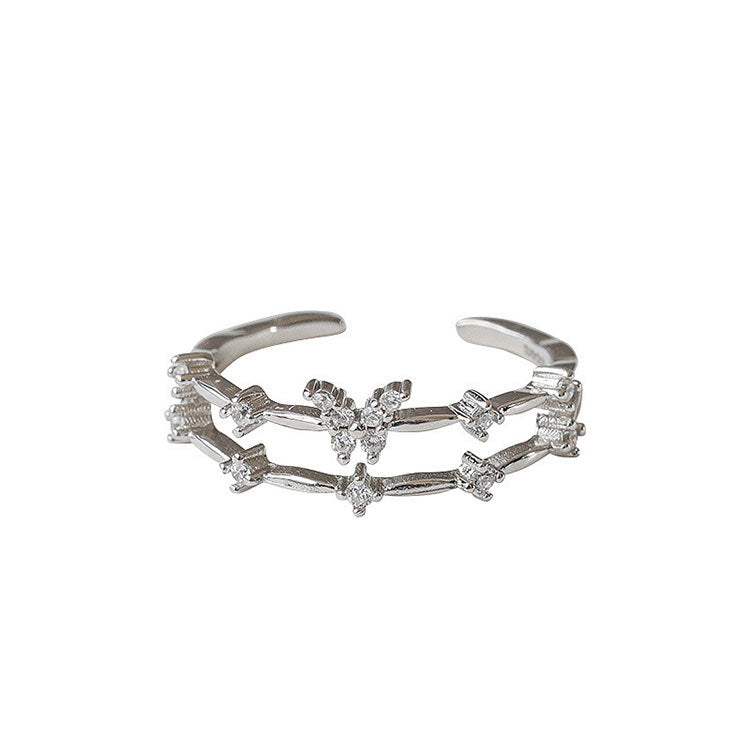 Wholesale Butterfly Double Layer Sterling Silver Rings