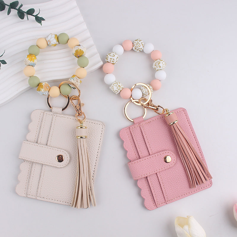 Wholesale Silicone Bracelet  Solid Color Card Holder Wristlet Keychain