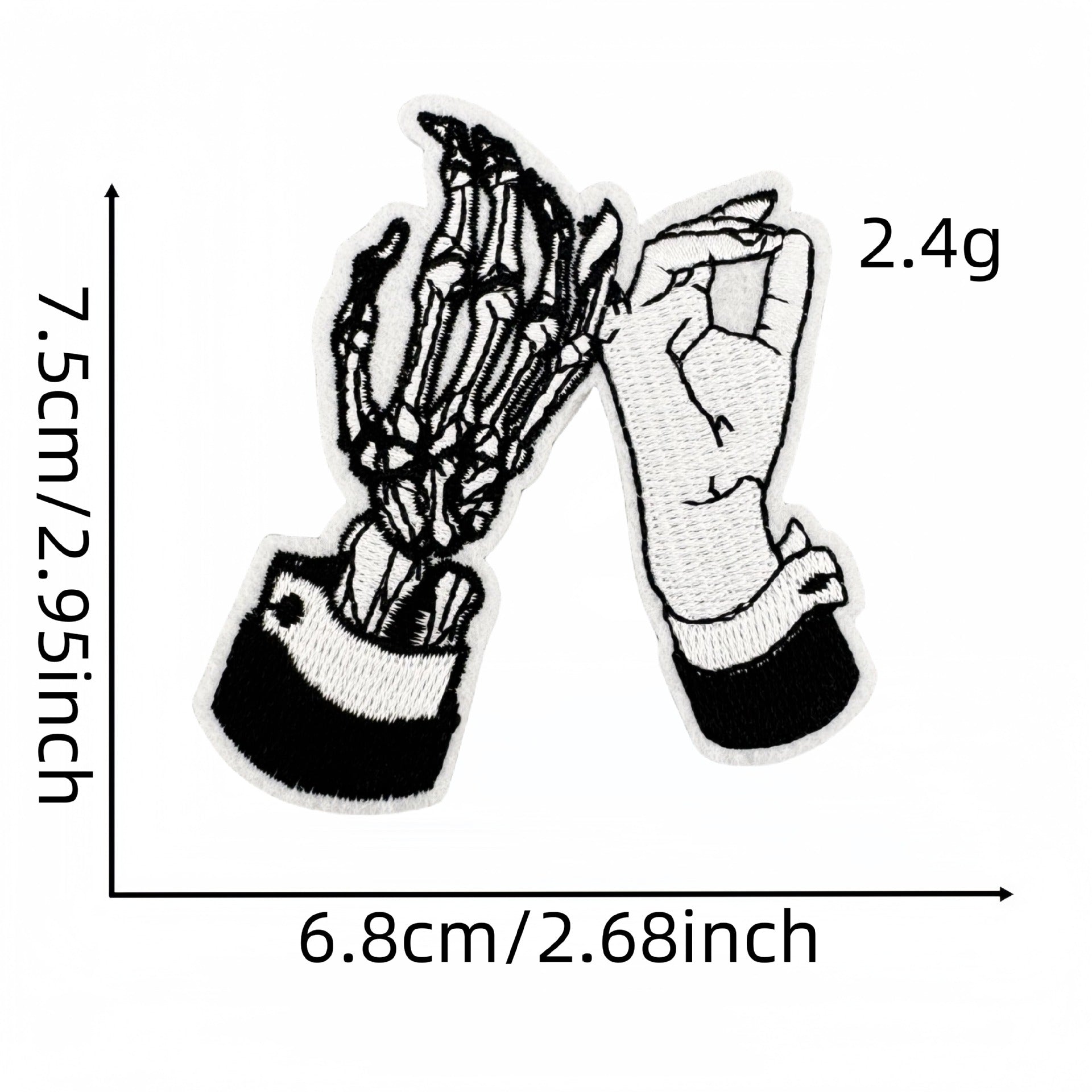 Wholesale Polyester Embroidered Patch Punk Horror Black White Chic DIY Decorative Accessory For Shoes Hats