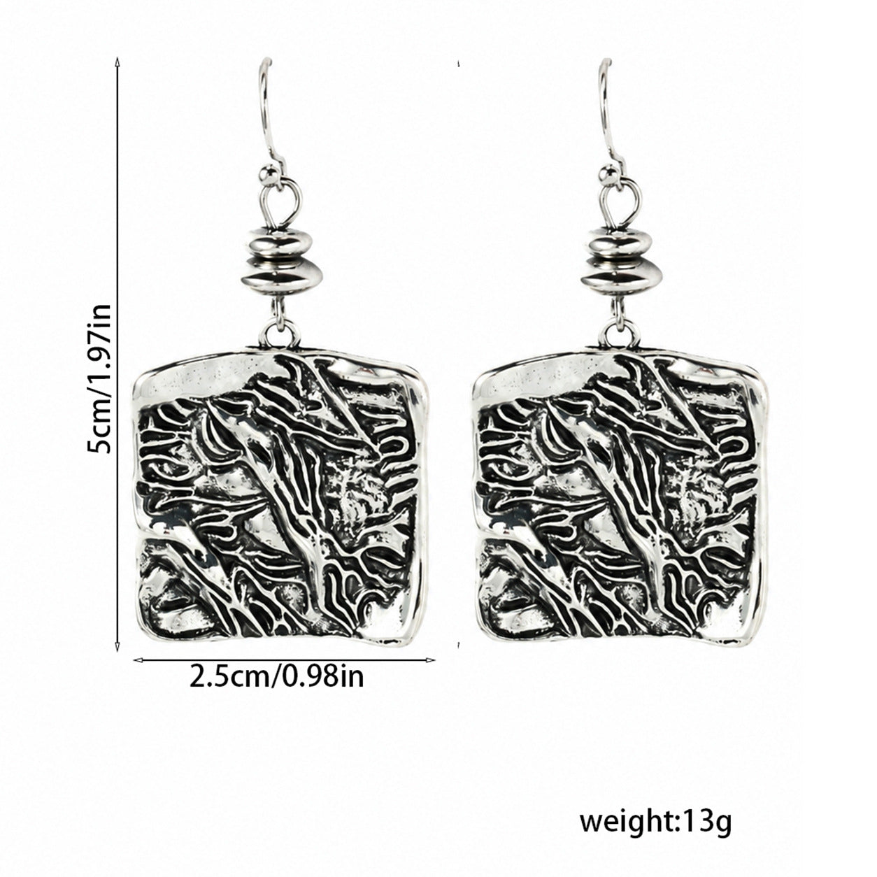 Wholesale Vintage Hammered Geometric Earrings For Women Antique Gold Zinc Alloy Fashion Jewelry Accessory