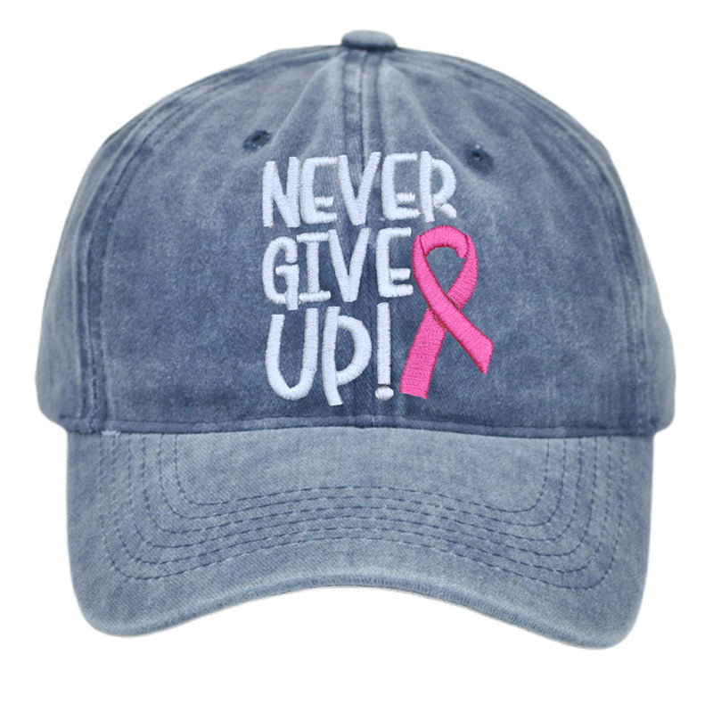 Wholesale Breast Ribbon Embroidery Washed Cotton Baseball Cap
