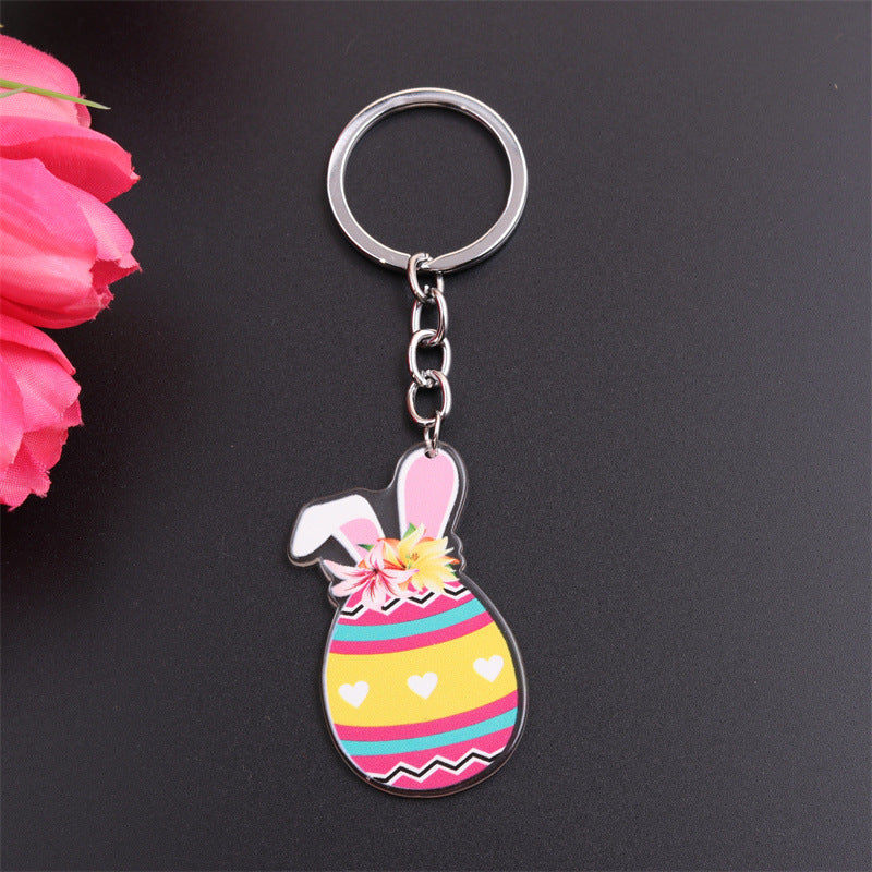 Wholesale Easter Rabbit Ear Easter Egg Metal Keychain