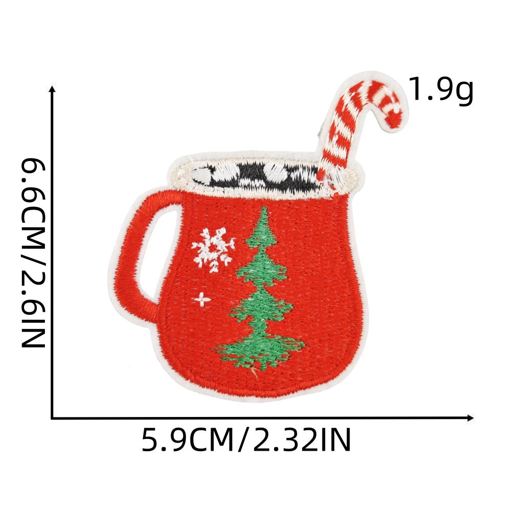 Wholesale 16Pcs Christmas Embroidered Patches Snowflake Cartoon Designs Sewing Craft Supply For Socks Decorative Gift Accessory