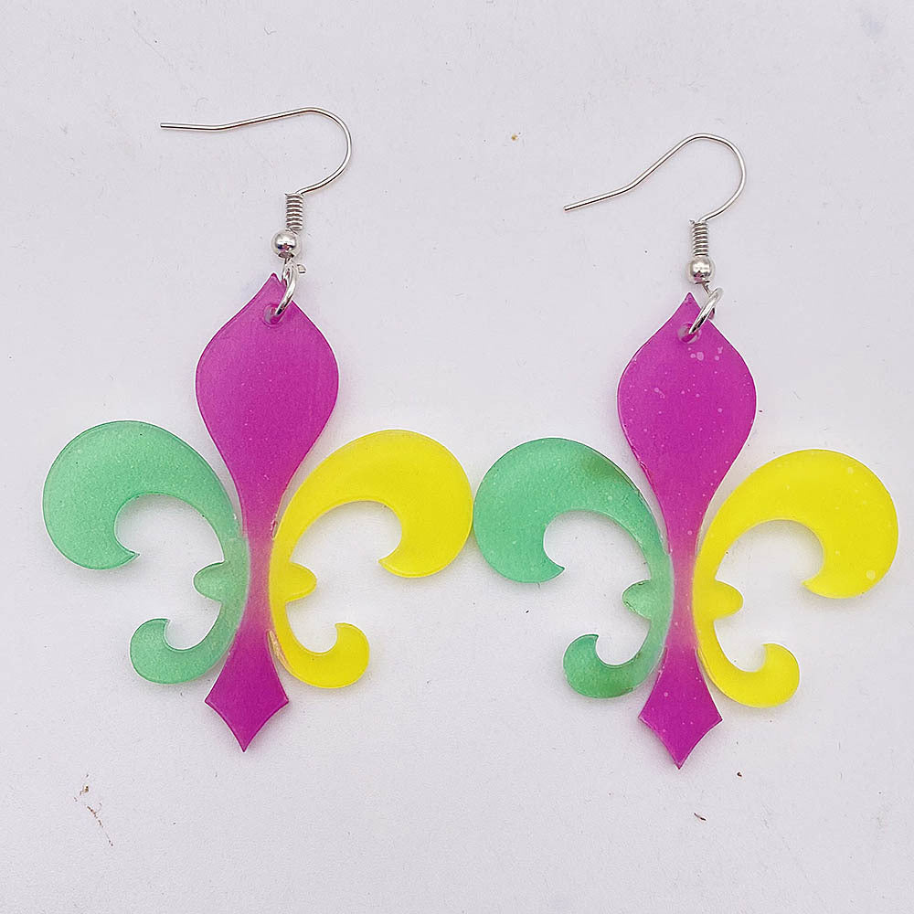 Pendientes acrílicos de plumas de tres colores al por mayor