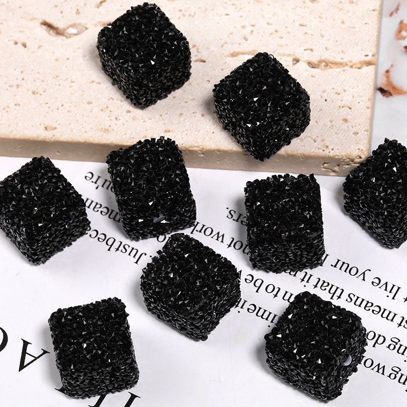 Wholesale 5pcs  Glittery candy-colored rhinestone soft candy square beads