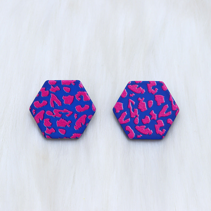 Wholesale Christmas Spray Painted Hexagonal Acrylic Earrings
