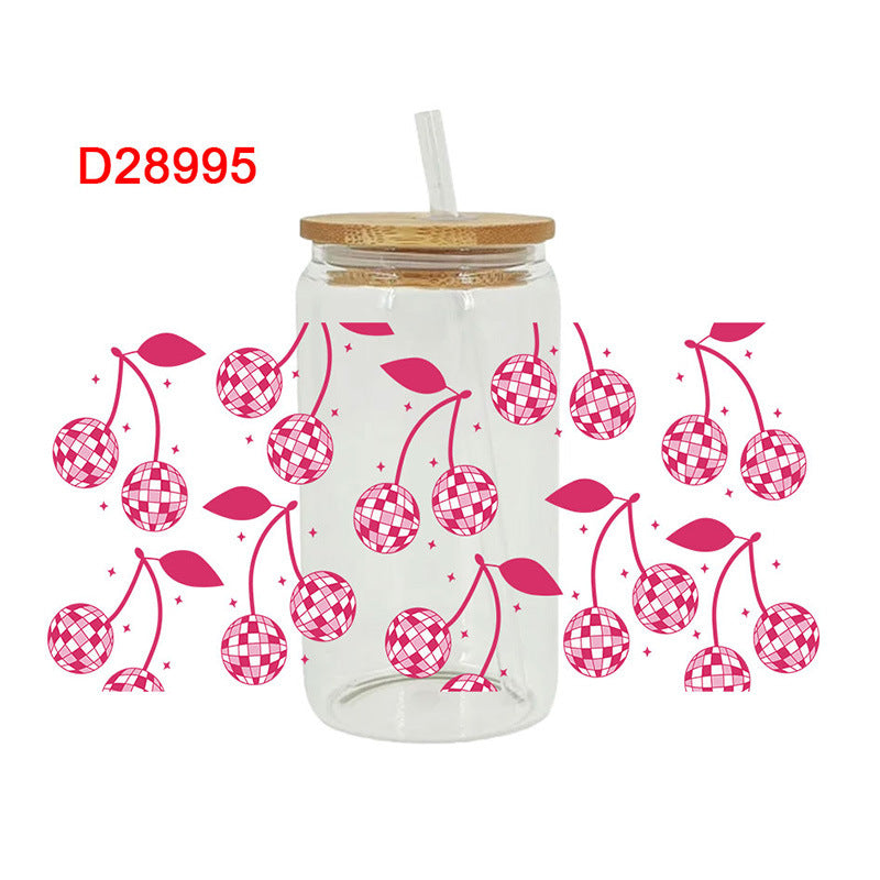 Wholesale Strawberry Cherry Fruit Series 16oz Cup UV DTF Wraps