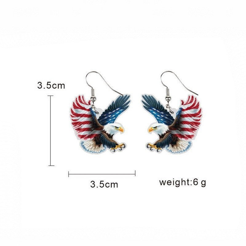 Wholesale Independence Day Butterfly Cow Finger Eagle Pendant Acrylic Earrings