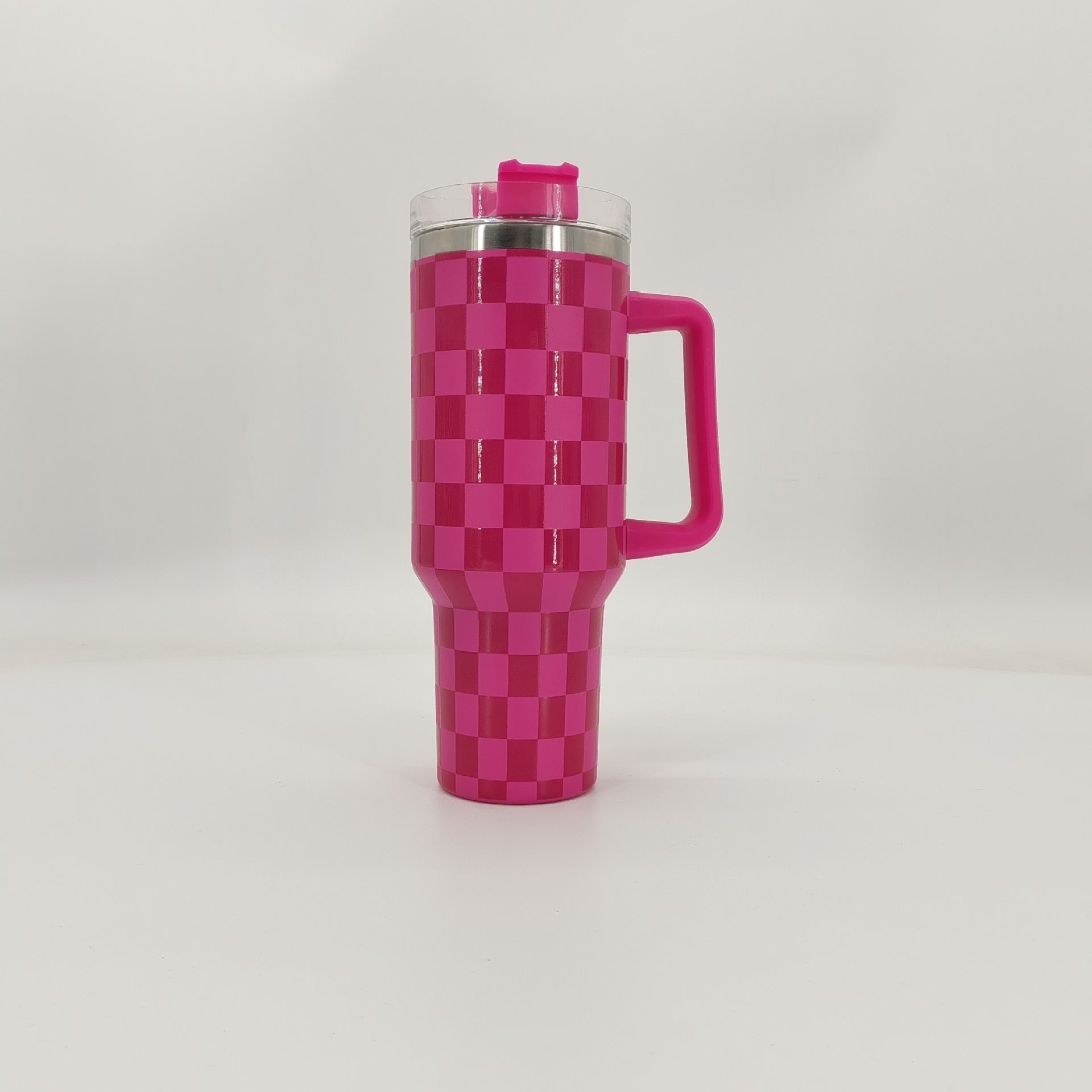 Wholesale Tumbler Checkerboard Double Layer Stainless Steel Large Capacity Ice Bullies Cup