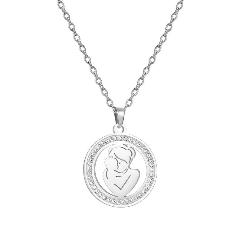Wholesale Mother' s Day electroplated Tree of Life parent-child Stainless steel necklace