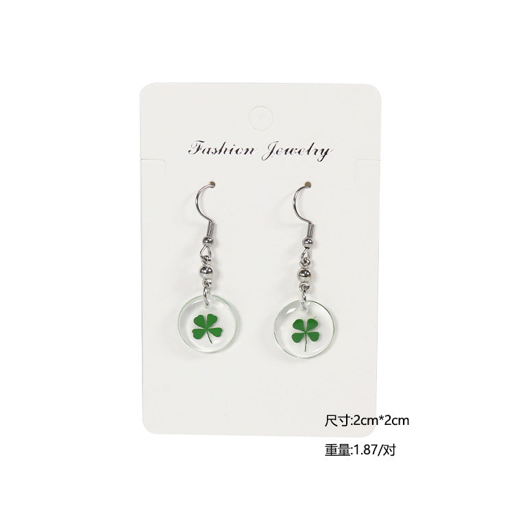 Wholesale 10pcs Four-leaf Clover Natural Specimen Earrings
