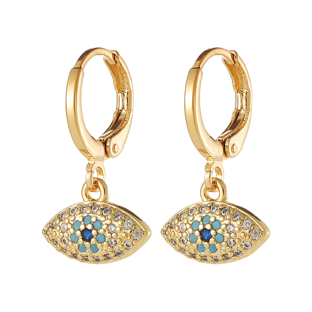 Wholesale Copper Plated Real Gold Devil Eyes Earrings