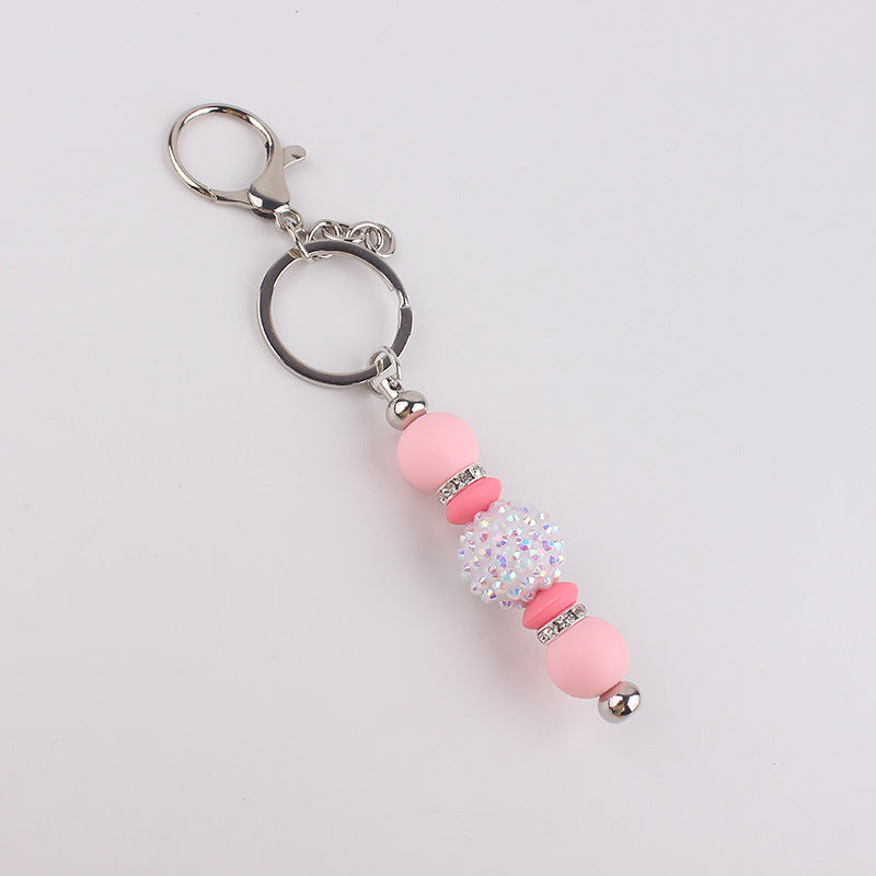 Wholesale bling beads silicone beads tassel keychain