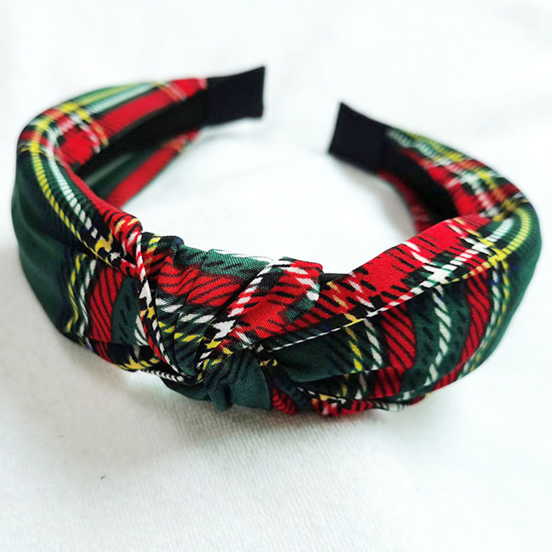 Wholesale Christmas Series Plaid Bow Cloth Headband
