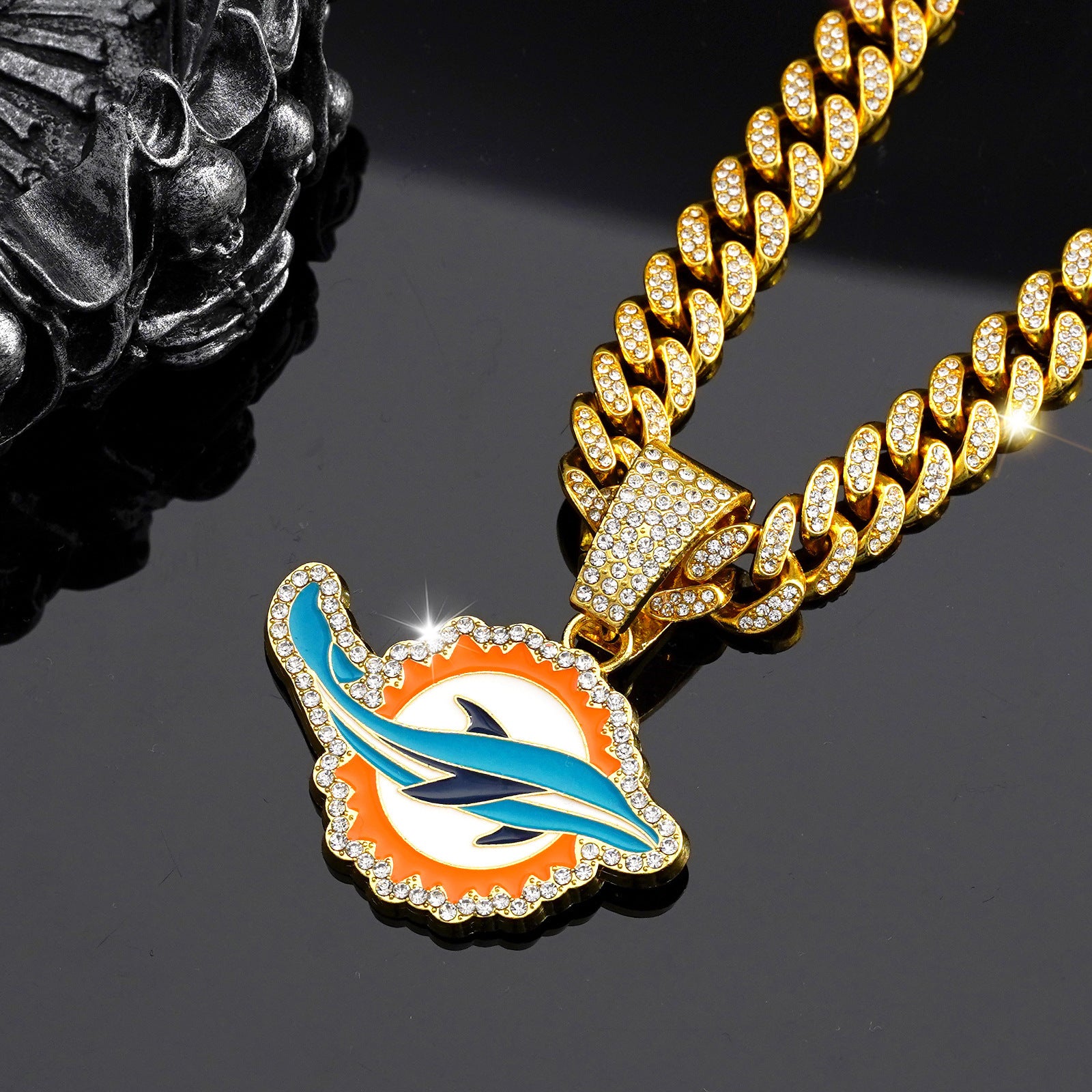 Wholesale Colorful Pendant for Men Hip Hop Diamond Cuban Necklace
