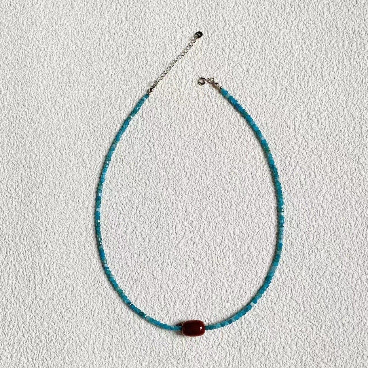 Wholesale Spring and Summer Fresh Light Blue Niche Beaded Necklace