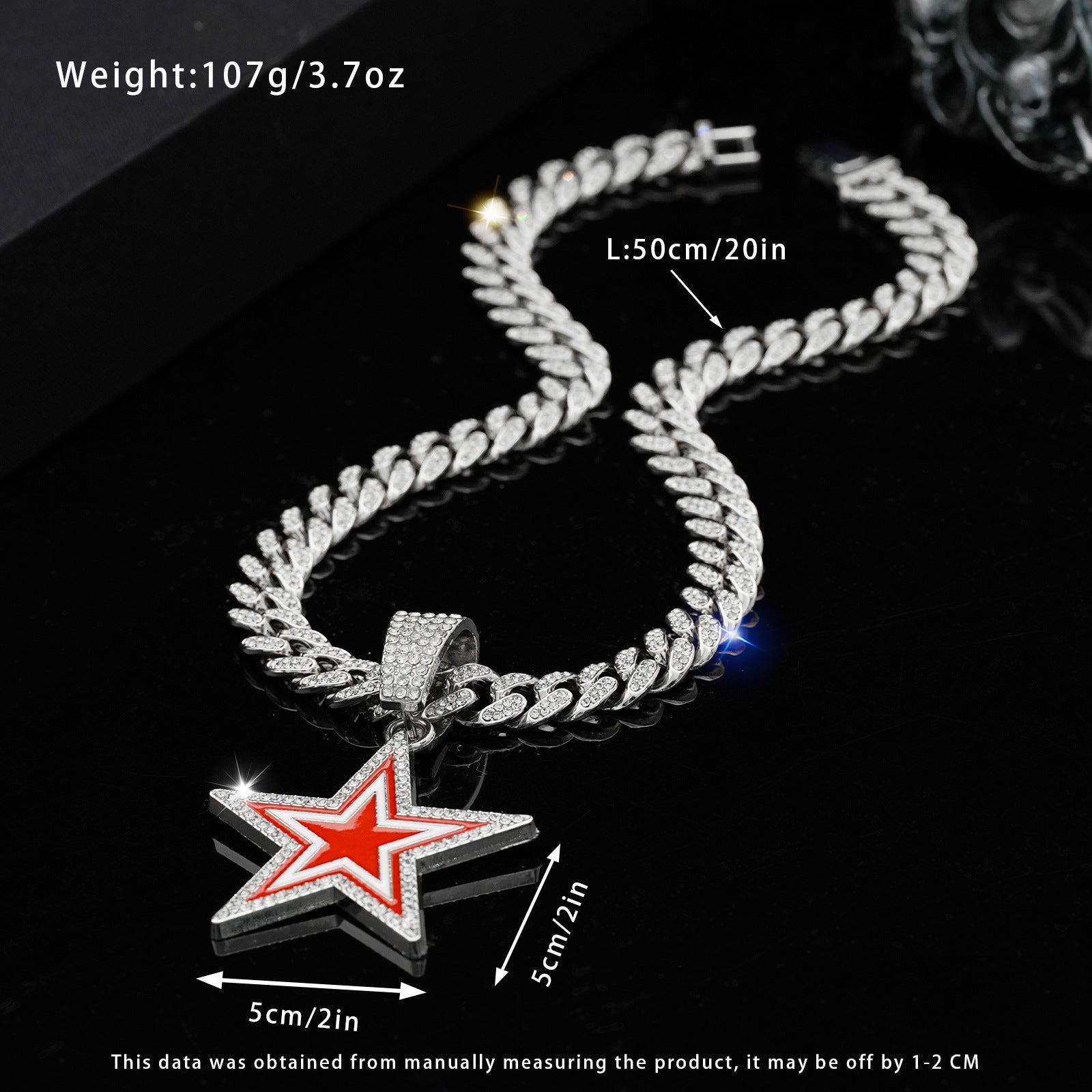 Wholesale full diamond blue five-pointed star  hip-hop  necklace