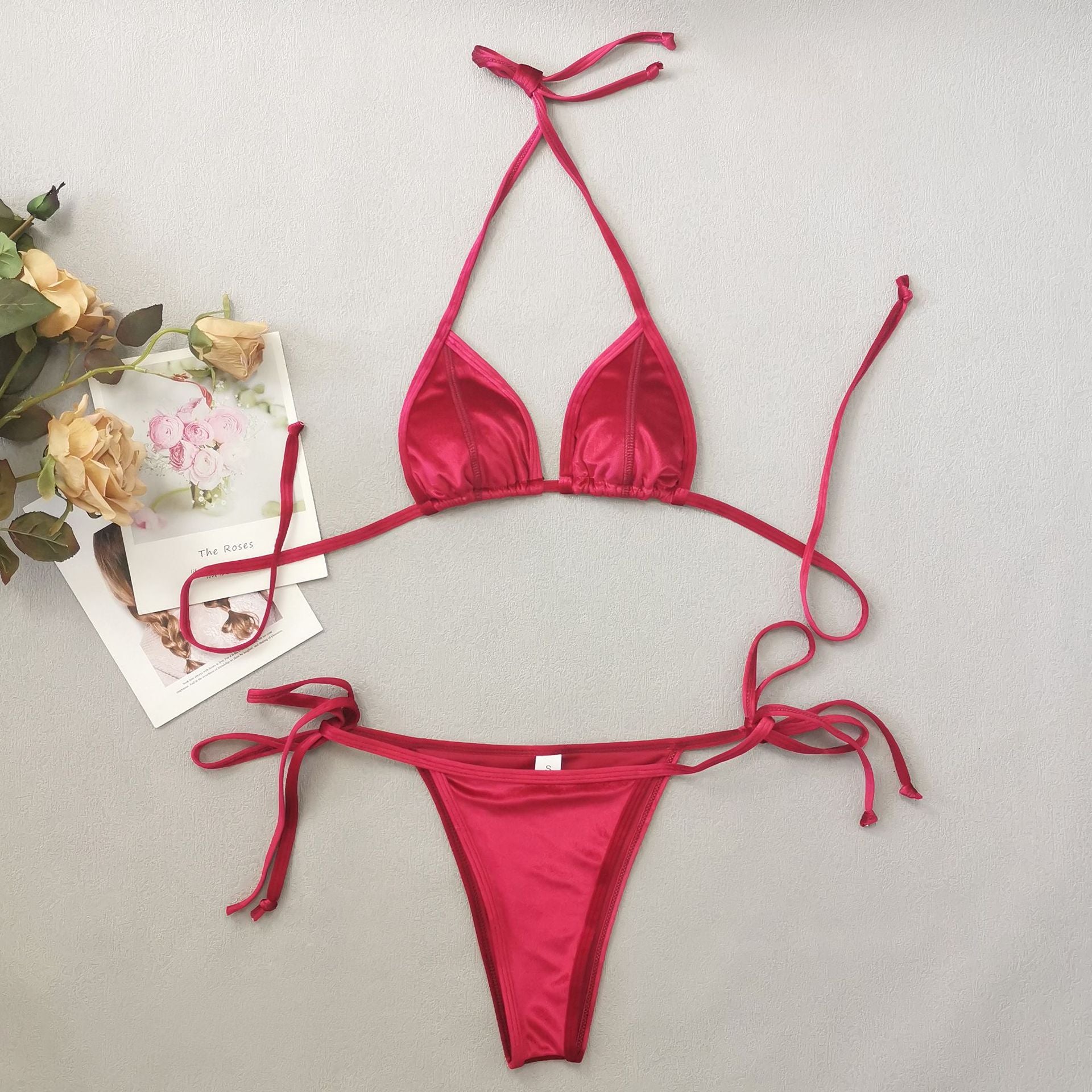 Wholesale Gold velvet lace-up swimsuit