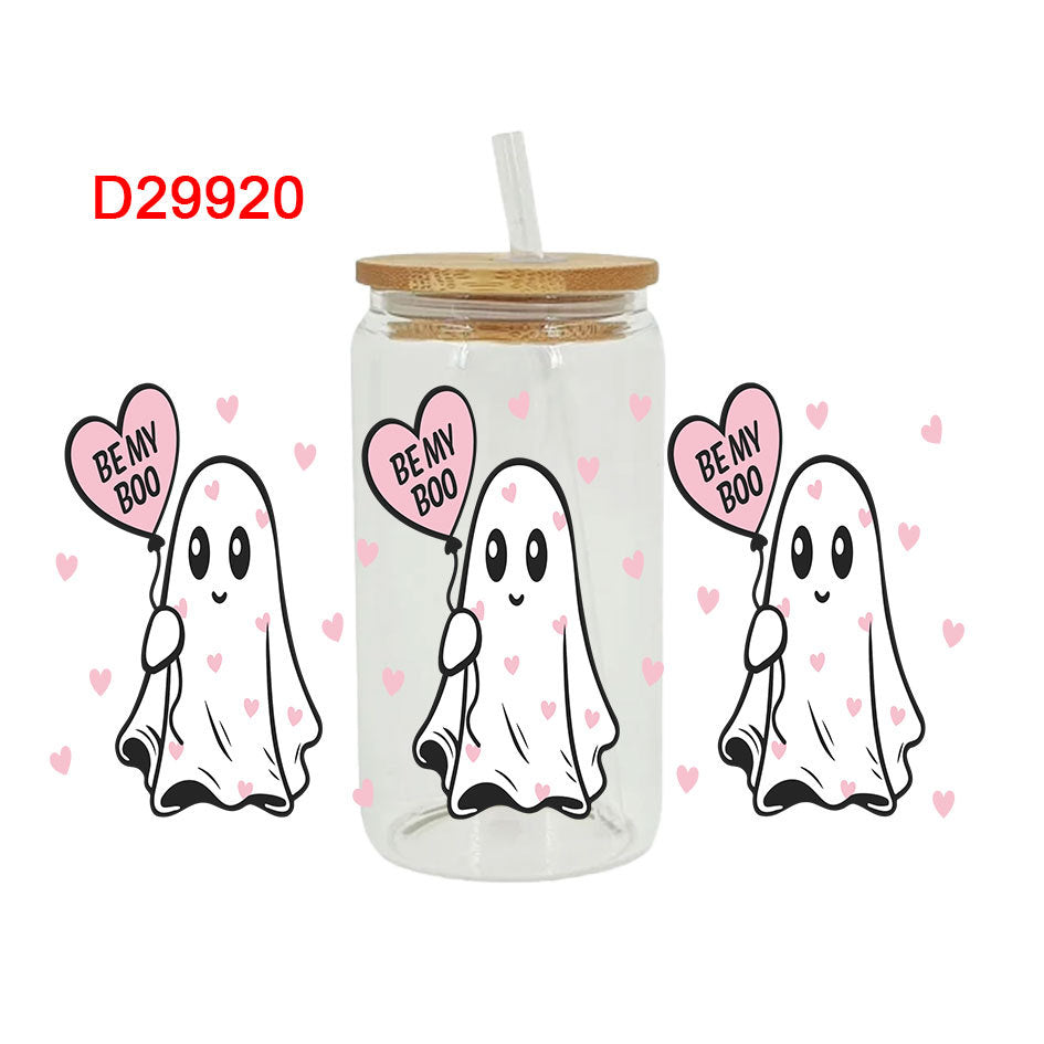 Wholesale Pink Love Ghost Valentine's Day 16oz Cup UV DTF Wraps