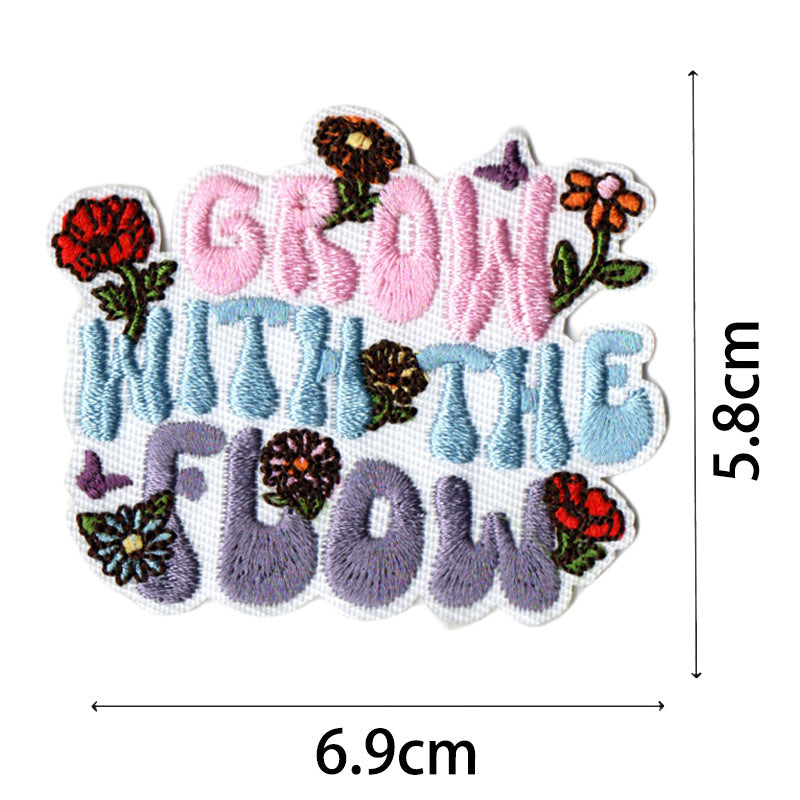 Wholesale Bohemian embroidered fabric patch with positive energy quotes for bags  DIY Patches