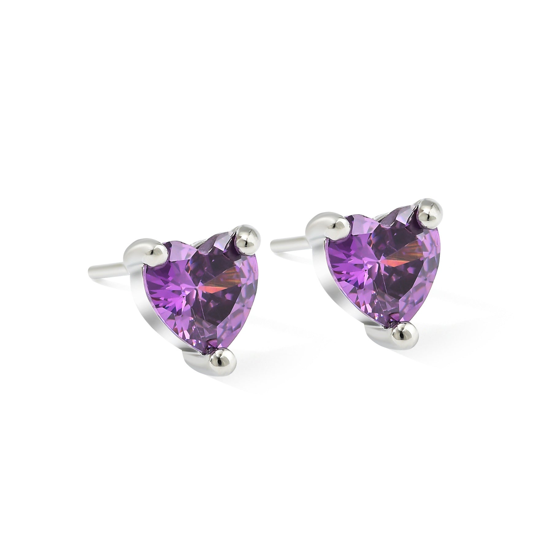 Wholesale Color Set Ultra Glitter Zircon Heart Earrings