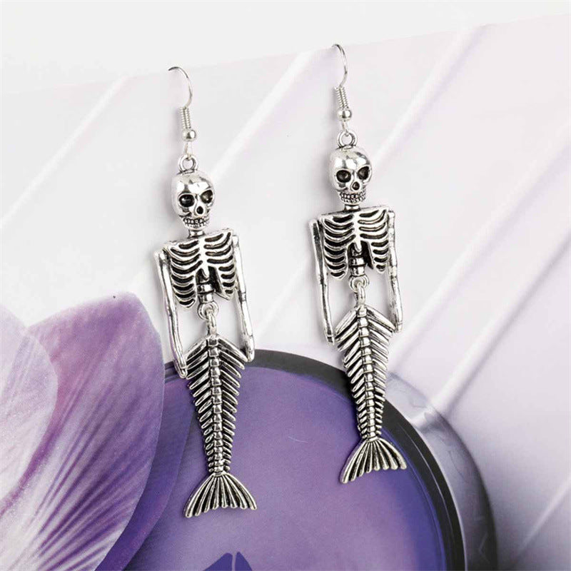 Wholesale Halloween Spider Mermaid Skull Earrings
