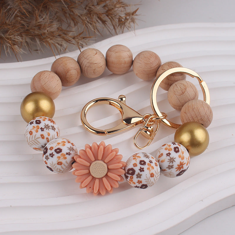 Wholesale -shaped Silicone Bead Wristlet Keychain