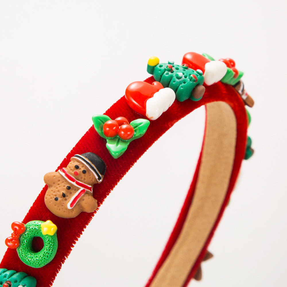 Wholesale New Christmas Simple Thin Flannel Gingerbread Man Accessories Headband