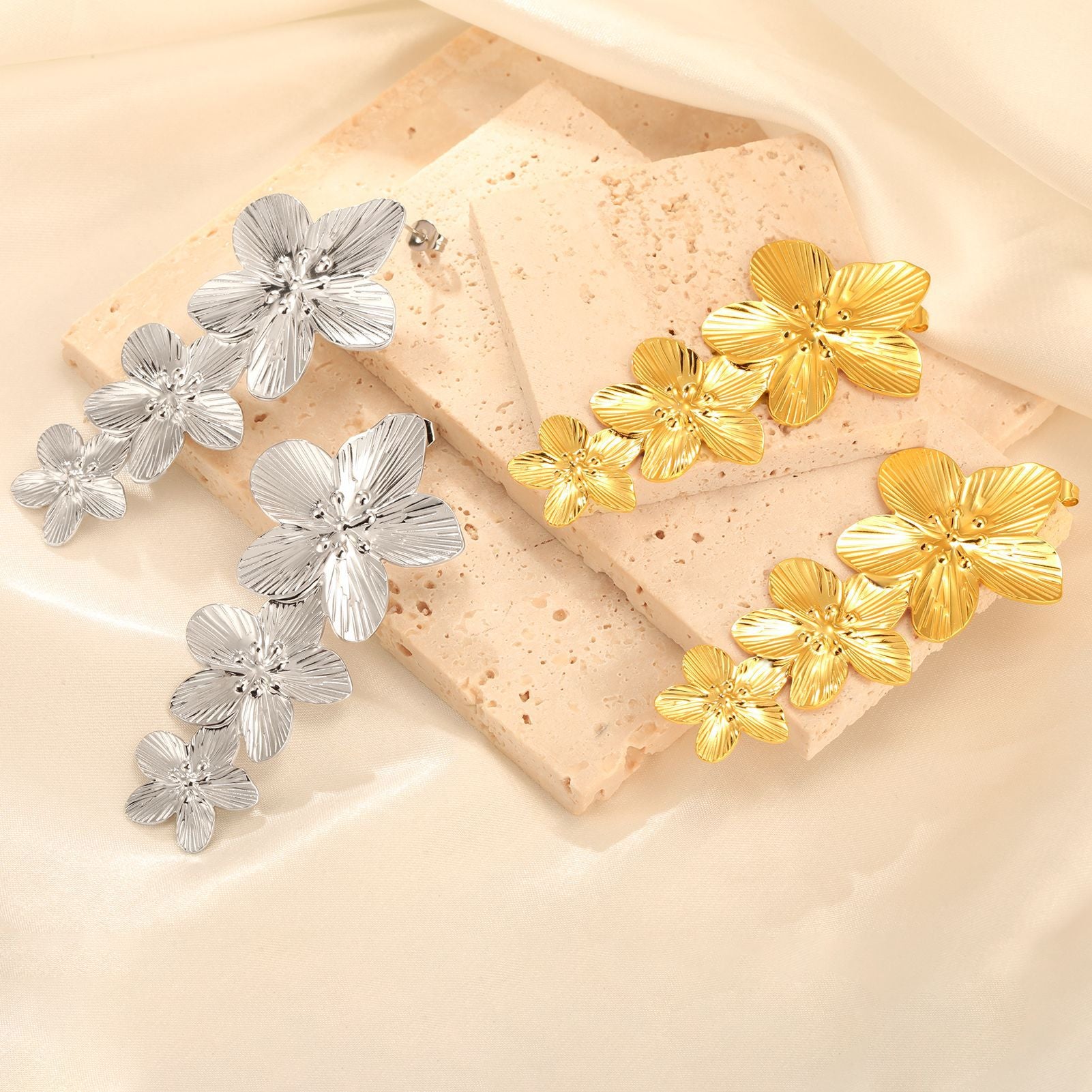 Wholesale Retro exaggerated design petal earrings for women