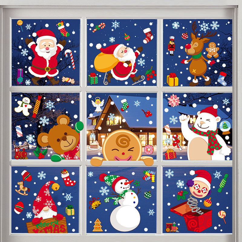 Wholesale Christmas Decorations Snowman Elk Window Stickers
