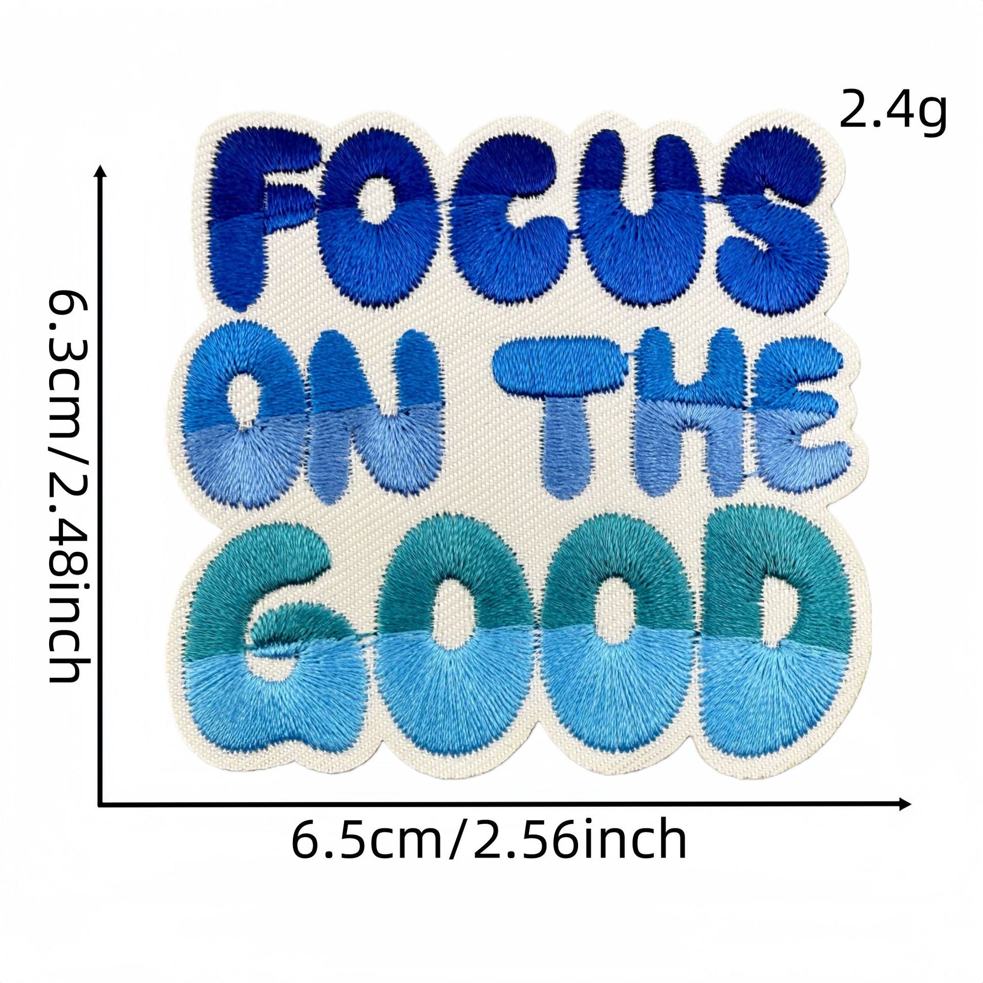 Wholesale Blue Embroidered Iron On Patch Positive Energy Saying DIY Fashion Accessory For Clothing Bags