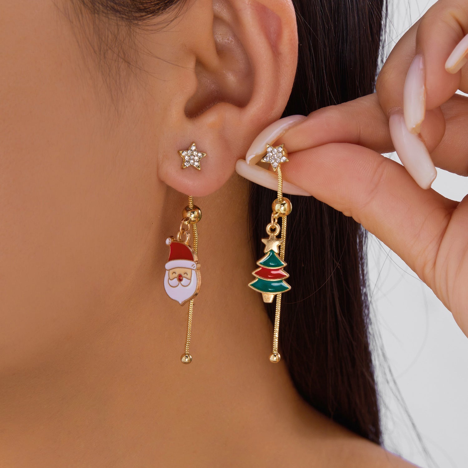 Wholesale New Christmas earrings for women all-match holiday Christmas gingerbread man cane earrings