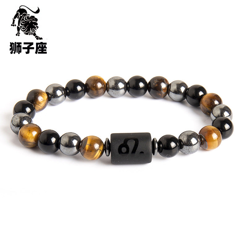 Wholesale Twelve Constellation Natural Tiger Eye Stone Handmade Bead Bracelet