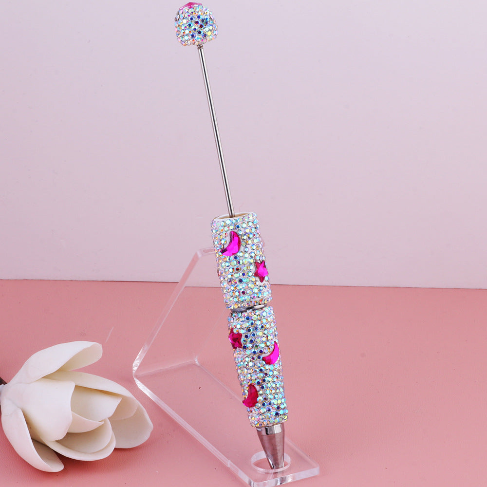 Wholesale  Live Hot Sale Colorful Star Star Moon Zircon Diamond Pen Ceramic Mud Full Diamond Beaded Pen DIY Beaded Accessories