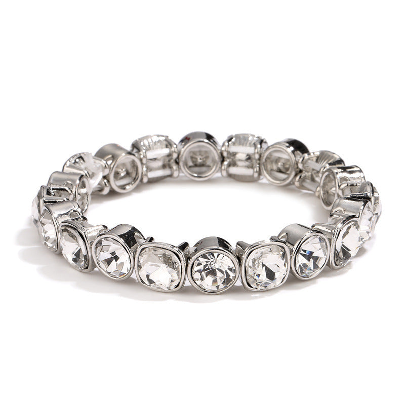 Wholesale Alloy Glass Stone Elastic Thread Love Bracelet