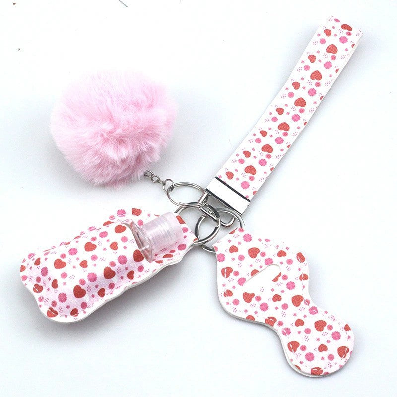 Wholesale PU Leather Case Empty Bottle Keychain Accessory Set