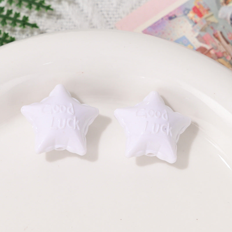 Wholesale 10pcs/pack Colorful Acrylic Lucky Star Straight Hole Beads