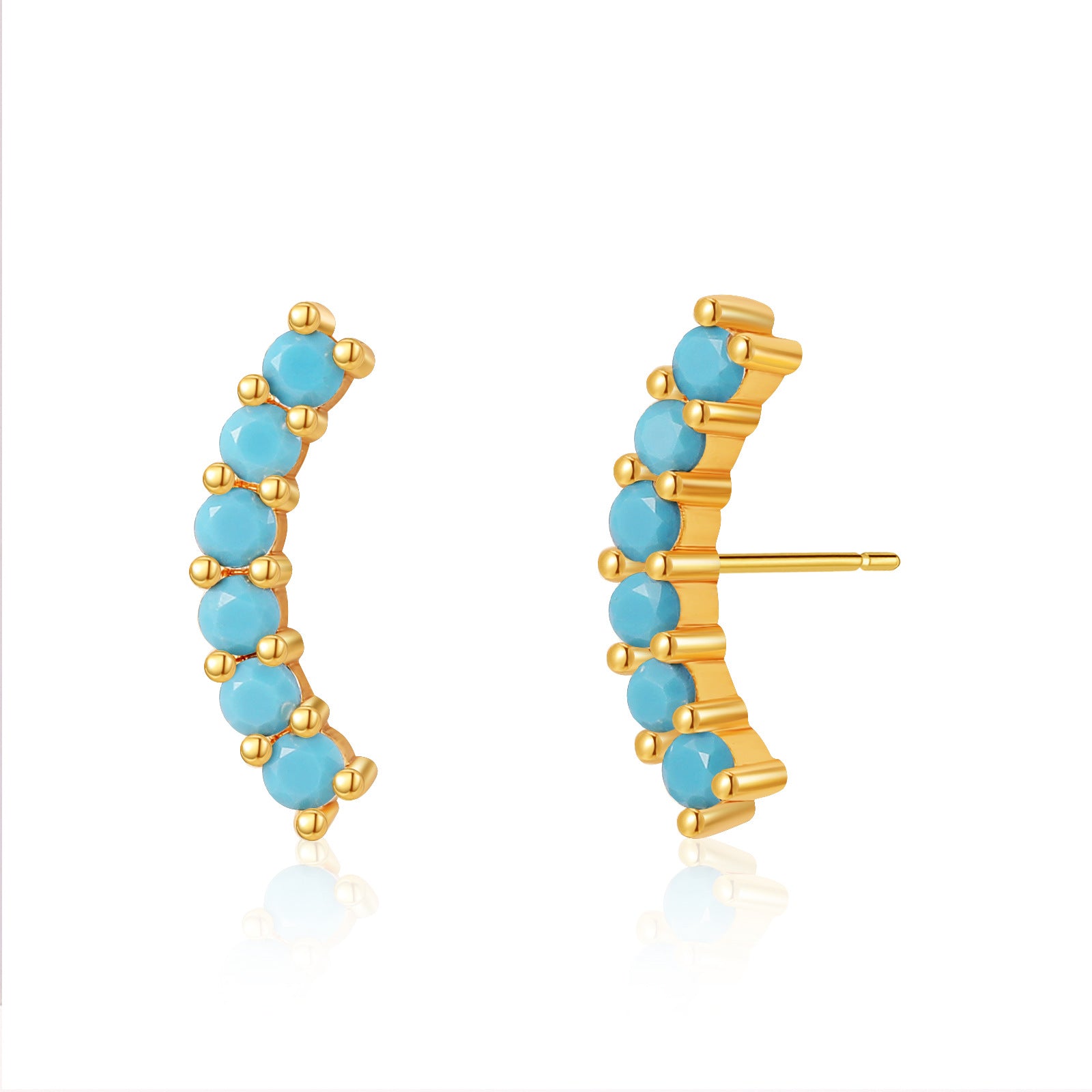 Wholesale Turquoise Brass Plated 18K Real Gold Earrings