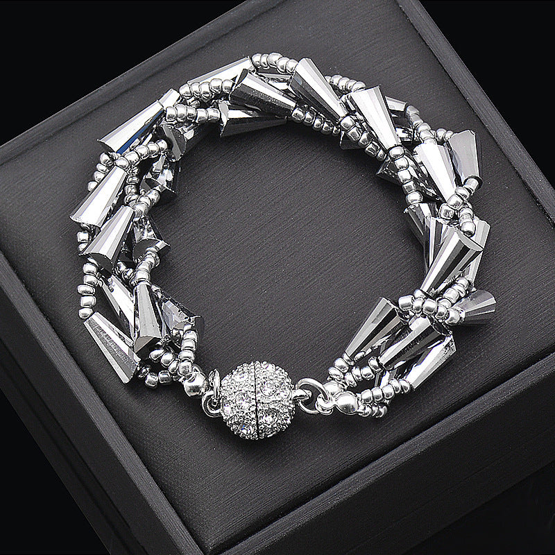 Wholesale Rhinestone Magnetic Clasp Multicolor Bar Crystal Beads Bracelet Necklace